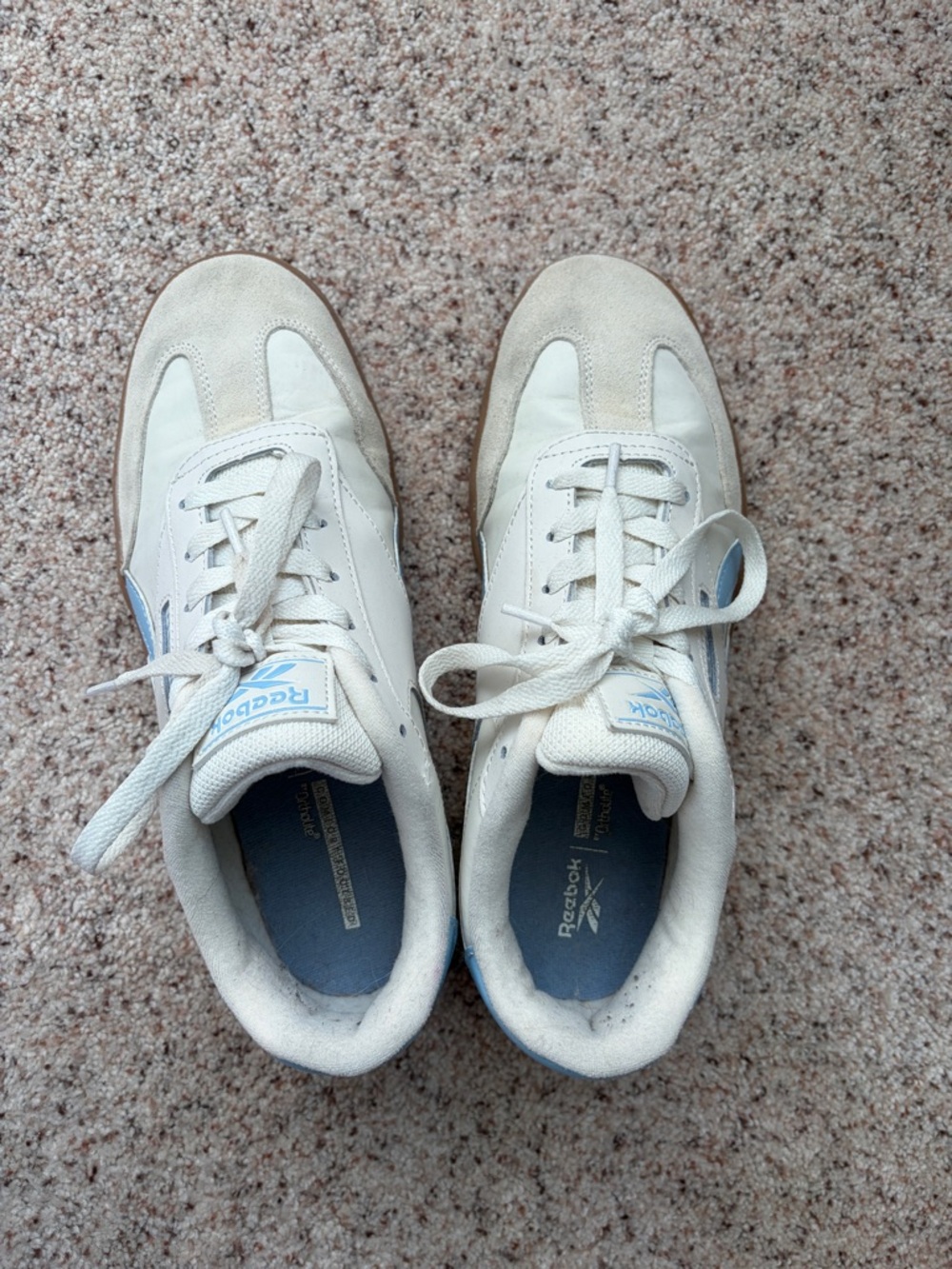 Reebok White Sneakers with Light Blue Accents